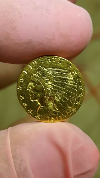 1911 2 1/2 Dollar Indian Head Gold Coin Bu