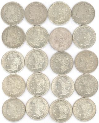 1921 Morgan Silver Dollar Roll Of 20 Coins Vf/xf/au Roll 1 D And 8 S Mostly Au