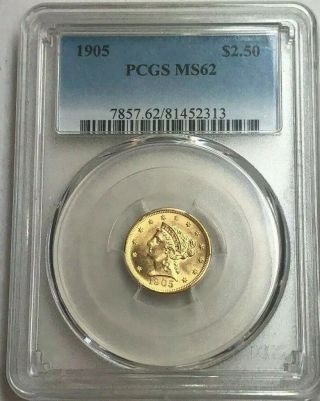 1905 P $2.  5 Liberty Quarter Eagle United States Gold Key Philadelphia Pcgs Ms62