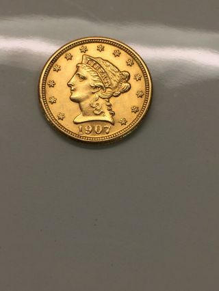 1907 $2 1/2 Dollar Liberty Head,  Quarter Eagle Gold Coin