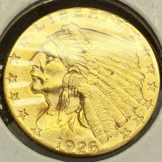 1926 $2.  5 Gold Indian Bu,  Best Ever Unheard Of This - Look - Quarter Eagle