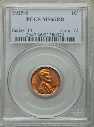 1935 - S Lincoln Cent Pcgs Ms66rd