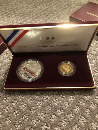 1988 United States Olympic 2 Coin Proof Set,  $5 Gold,  $1 Silver 3