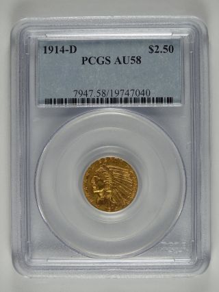 1914 D $2.  50 Gold Indian Pcgs Au - 58 6938
