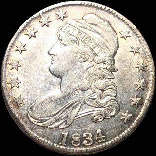1834 Capped Bust Half Dollar Nearly Uncirculated Philadelphia 50c Silver Coin Nr