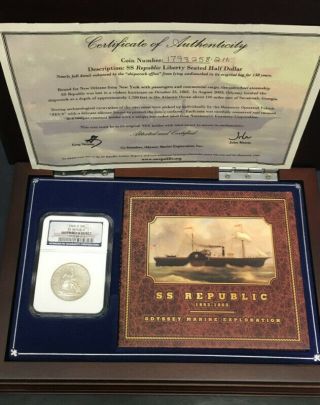 1860 - O Half Dollar Ss Republic Shipwreck Effect Coin Box &