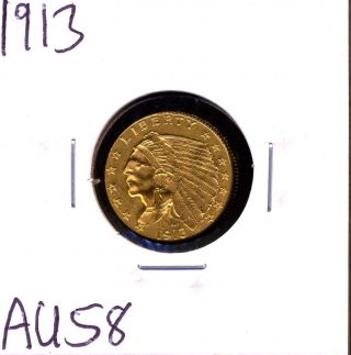 1913 G$2.  50 Indian Head Gold Quarter Eagle In Choice Au