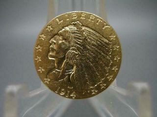 1914 U.  S.  $2 1/2 Indian Head Quarter Eagle Gold Coin