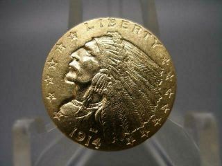 1914 U.  S.  $2 1/2 INDIAN HEAD QUARTER EAGLE GOLD COIN 2