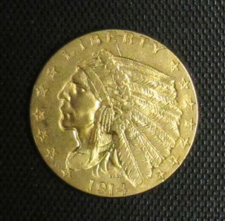 1914 Gold $2 1/2 Quarter Eagle Indian Head Unc Better Date