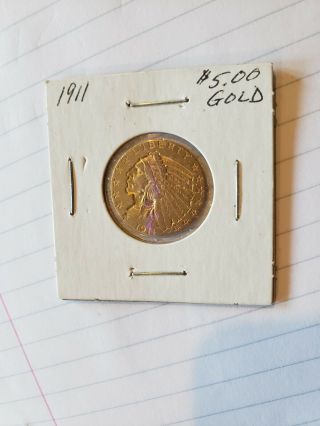 1911 $5 Gold Indianhead Coin Indian Head Half Eagle