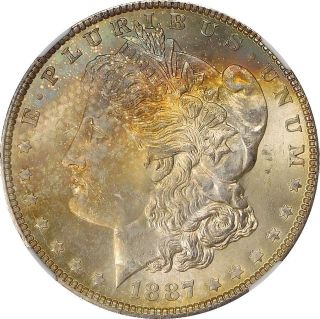 1887 Morgan Silver Dollar - Ngc Ms 66 - Bag Toning