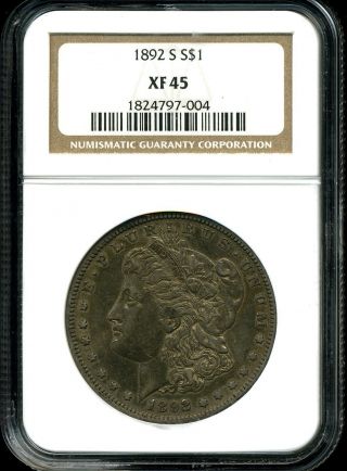 1892 - S $1 Morgan Silver Dollar Xf45 Ngc 1824797 - 004