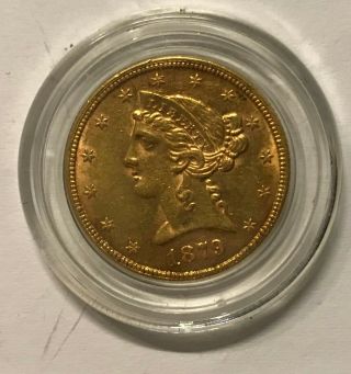 1879,  Gold Coin,  U.  S. ,  Half Eagle,  $5,  Dollar,  Lovely,  Au,  Bullion,  Liberty,