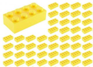☀️50x Lego 2x4 Yellow Bricks (id 3001) Bulk Parts Sun