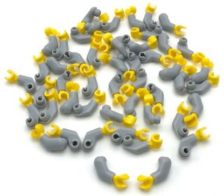 Lego 50 Light Bluish Grey Minifigure Arms And 50 Yellow Hands Body Town