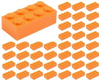 ☀️50x Lego 2x4 Orange Bricks (id 3001) Bulk Parts Halloween Pumpkin