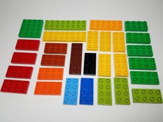 29 Pc.  Flat Plates Lego Duplo Building Blocks Kids Red Green Blue Yellow 2 X 4