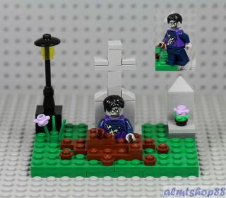 Lego - Zombie Graveyard Scene - Halloween Haunted Skeleton Walking Dead Minifig