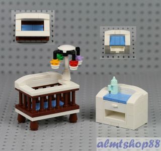 Lego - Crib W/ Mobile Changing Table Bottle - Baby Boy Nursery Bed Minifigure
