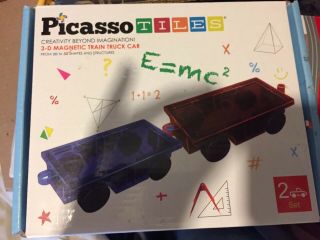 Picasso Tiles From 2d To 3 - D Magnetic Train Truck 2 Cars Education