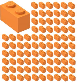 ☀️100x Lego 1x2 Orange Bricks (id 3004) Bulk Parts City Building